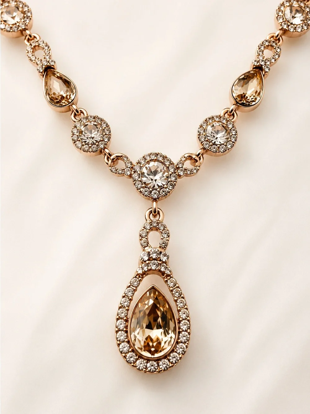 Givenchy Rose Gold-Tone Crystal Teardrop Statement Necklace_4